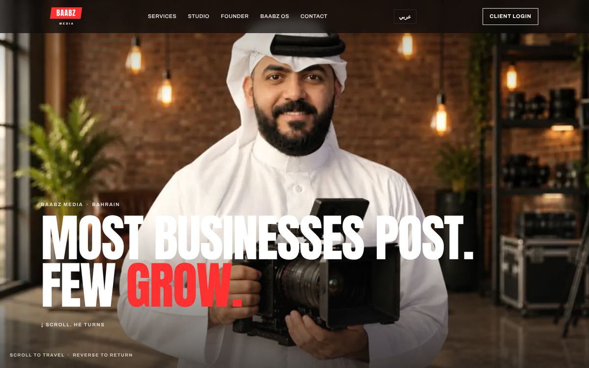 Baabz Media home page on a laptop