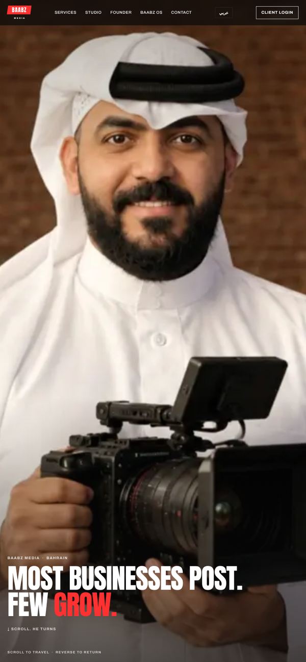 Baabz Media home page on a phone