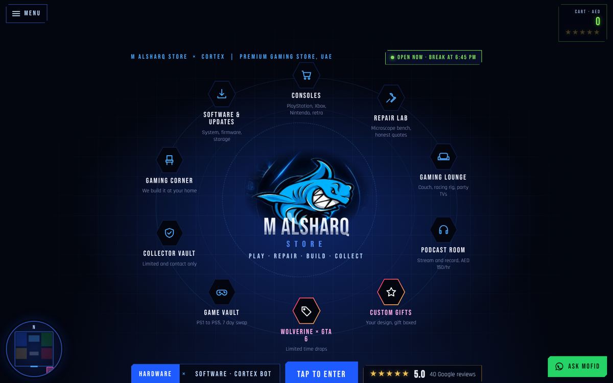 M Alsharq Store home page on a laptop